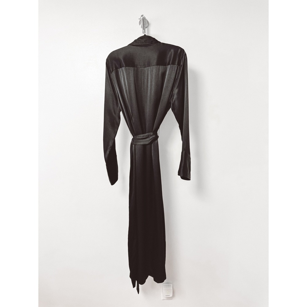 J.Crew Drapey Satin Maxi Shirt Dress Long Sleeve Button Down Belt Luster 18 - Picture 3 of 11